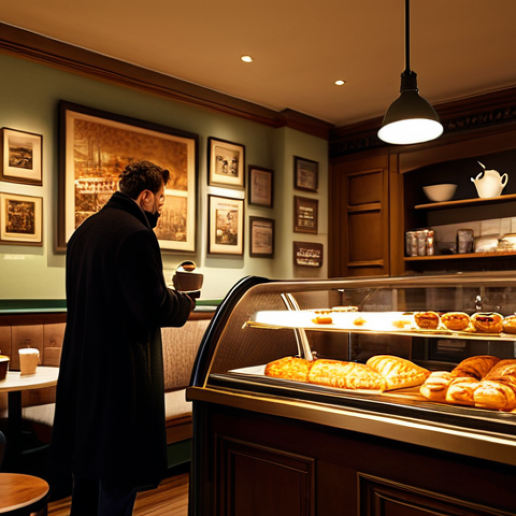 **

"A cozy café interior, warm lighting, aroma of freshly brewed coffee, patrons enjoying pastries, fully clothed, appropriate attire, safe for work, perfect anatomy, natural proportions, professional photography, high quality, inviting atmosphere, clean and tidy."

**