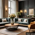 Home 19 향기 마케팅의 성패를 가르는 요소 - A cozy boutique hotel lobby infused with subtle vanilla and sandalwood scents, featuring warm ambien...