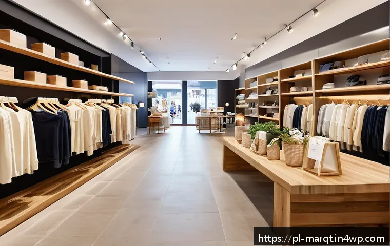 향기 마케팅의 성공 요소 - A modern Polish boutique clothing store interior, warmly lit with soft vanilla-scented ambiance; ele...